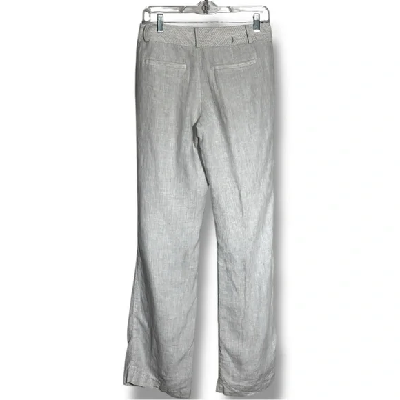 Banana Republic Elegant Cream Pinstripe Straight Flare Leg Size 4 Linen Trousers - Picture 13 of 13